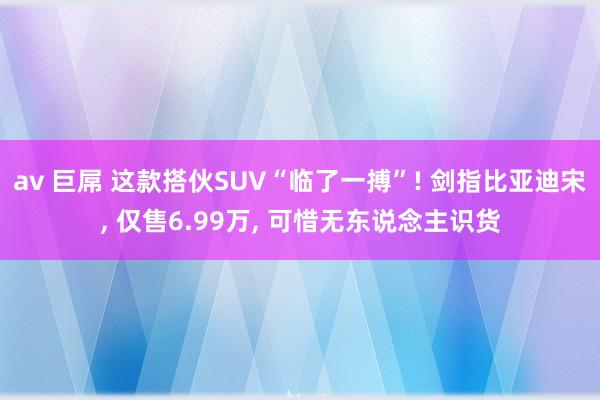 av 巨屌 这款搭伙SUV“临了一搏”! 剑指比亚迪宋， 仅售6.99万， 可惜无东说念主识货