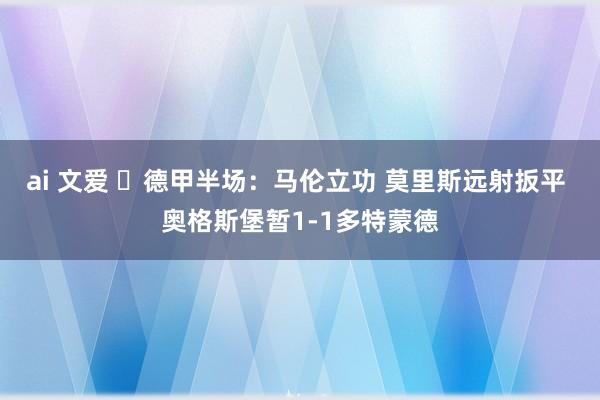 ai 文爱 ⚽德甲半场：马伦立功 莫里斯远射扳平 奥格斯堡暂1-1多特蒙德