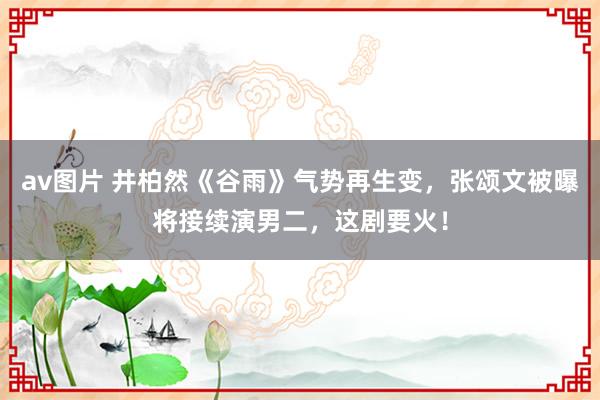 av图片 井柏然《谷雨》气势再生变，张颂文被曝将接续演男二，这剧要火！